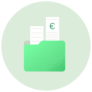 Icono de una carpeta con dos tickets de compra