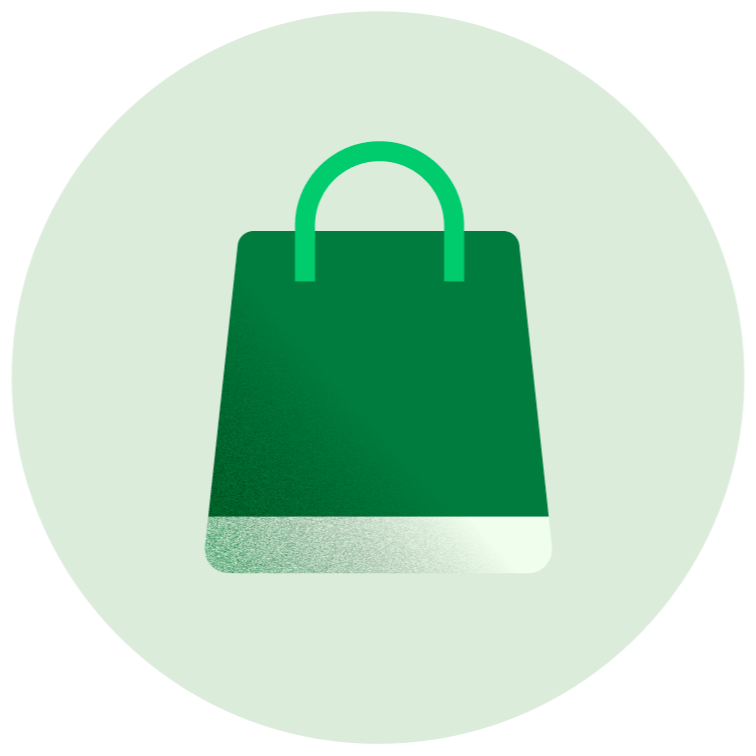 Icono de una bolsa de la compra verde